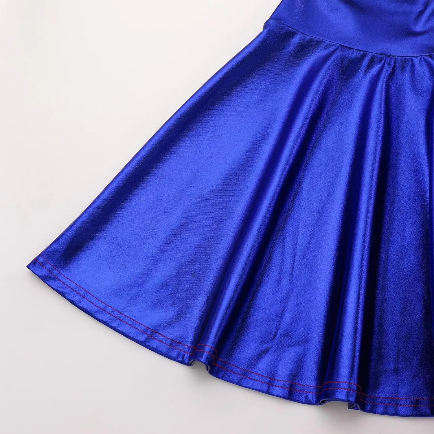 ABAFIP Women's Shiny Pleated Mini Skirt High Waisted Flared A-Line Short Rave Skater Skirts