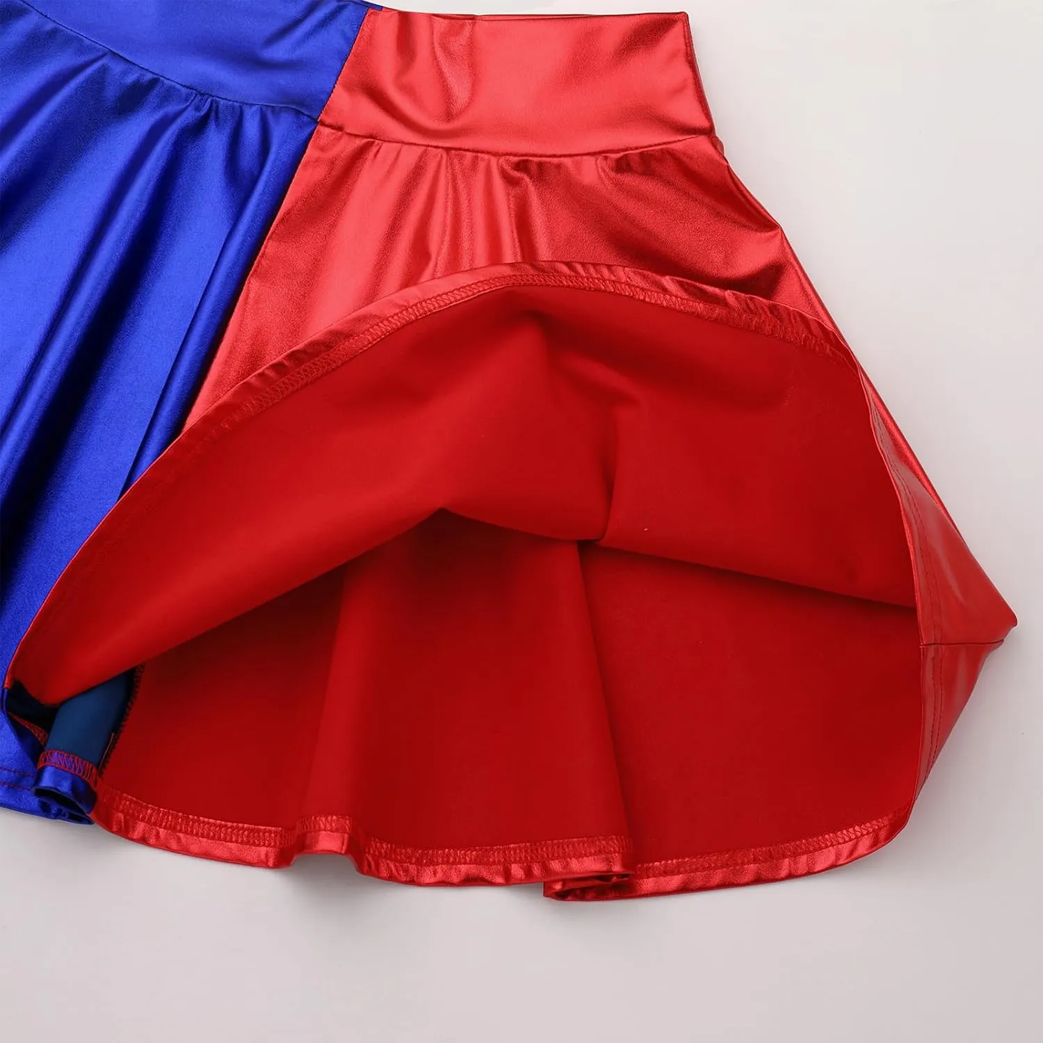 ABAFIP Women's Shiny Pleated Mini Skirt High Waisted Flared A-Line Short Rave Skater Skirts