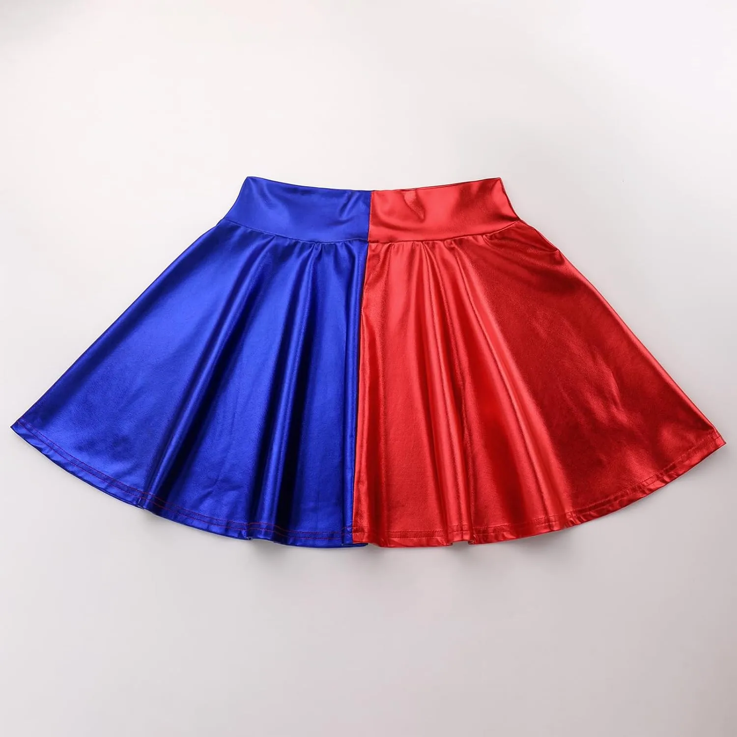 ABAFIP Women's Shiny Pleated Mini Skirt High Waisted Flared A-Line Short Rave Skater Skirts