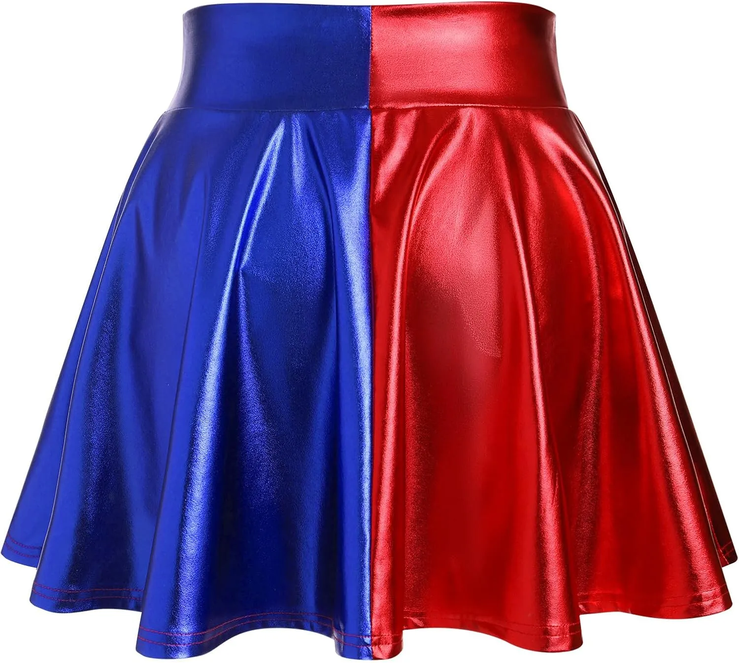 ABAFIP Women's Shiny Pleated Mini Skirt High Waisted Flared A-Line Short Rave Skater Skirts