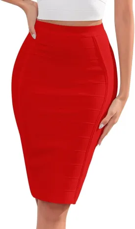 Bandage Skirt for Women High Waist Stripe Bandage Pencil Office Skirt