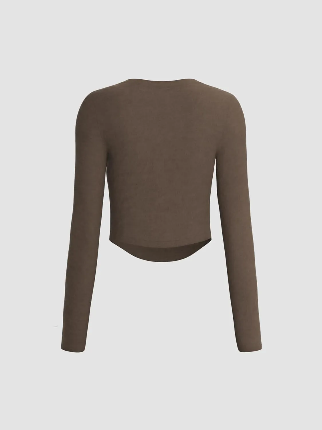 CIDER Square Neck Solid Long Sleeve Top