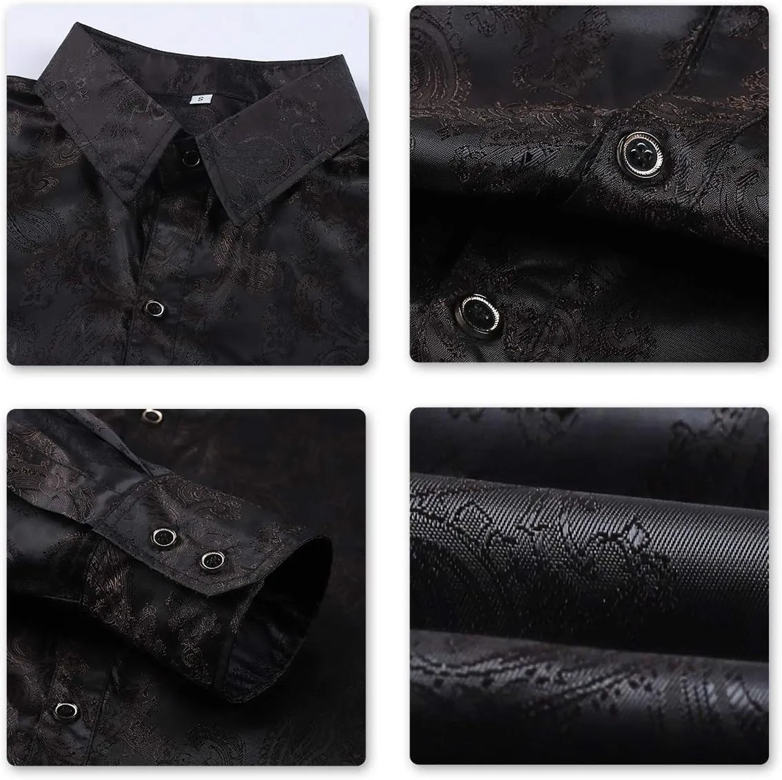 Cloudstyle Mens Paisley Shirt Long Sleeve Dress Shirt Button Down Casual Slim Fit
