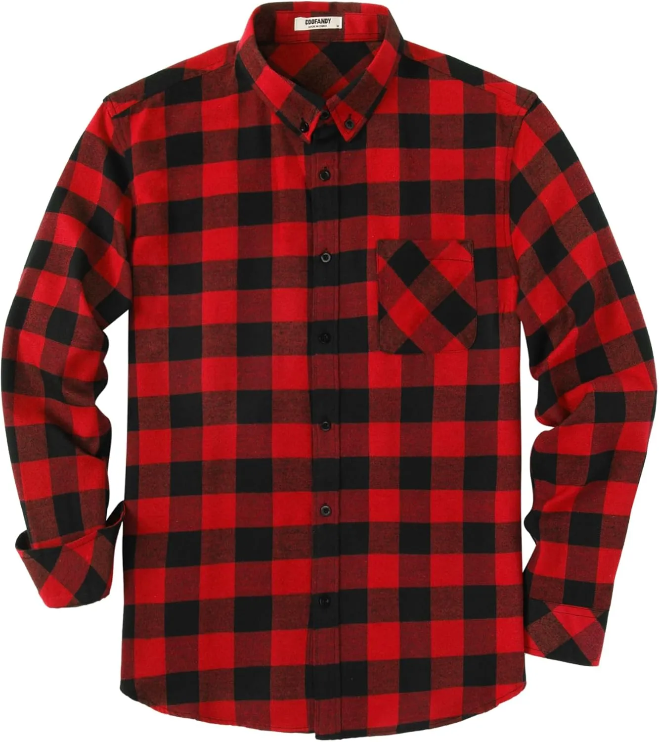 COOFANDY Men's Flannel Plaid Shirt Long Sleeve Button Down Shirt Cotton Casual Lightweight Shirt Jacket
