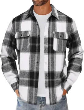 COOFANDY Men's Flannel Shirts Long Sleeve Cotton Plaid Shirt Jacket Casual Button Down Shirt with Pockets COOFANDY Men's Flannel Shirts Long Sleeve Cotton Plaid Shirt Jacket Casual Button Down Shirt with Pockets