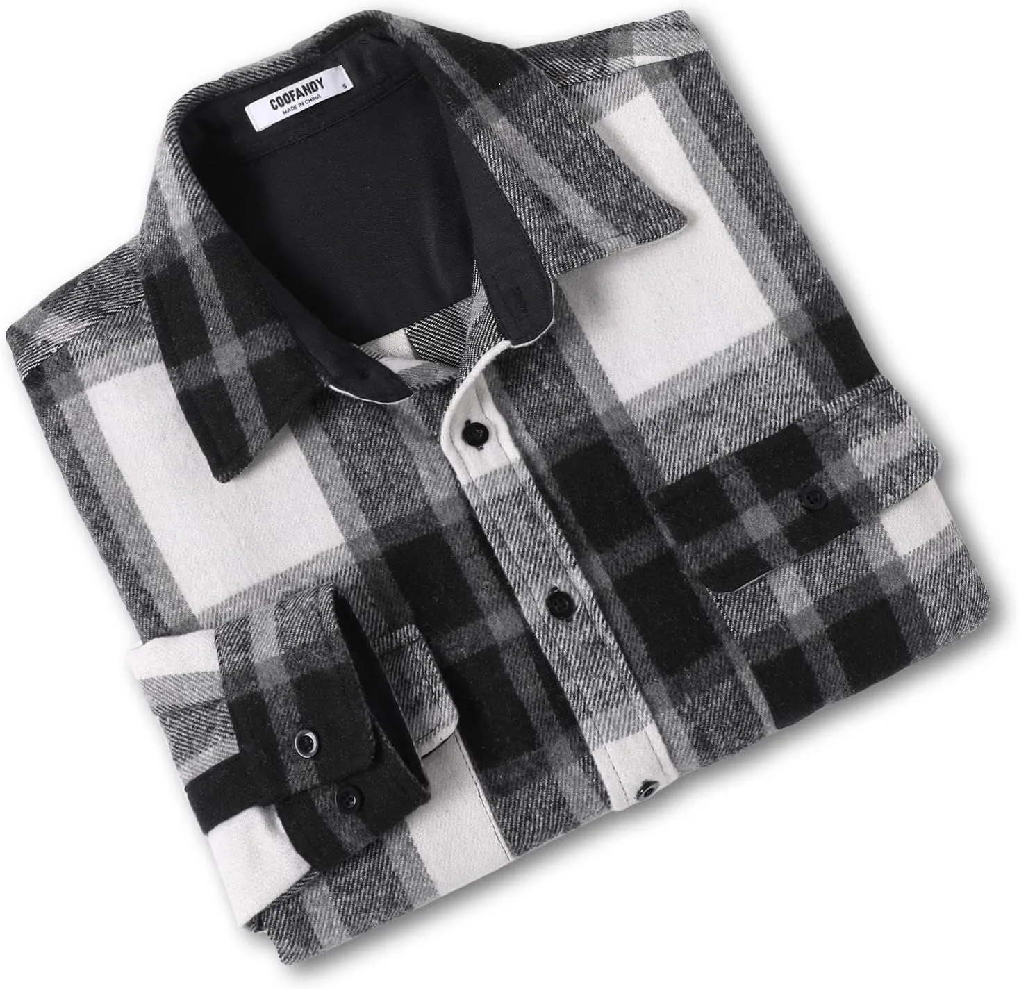 COOFANDY Men's Flannel Shirts Long Sleeve Cotton Plaid Shirt Jacket Casual Button Down Shirt with Pockets