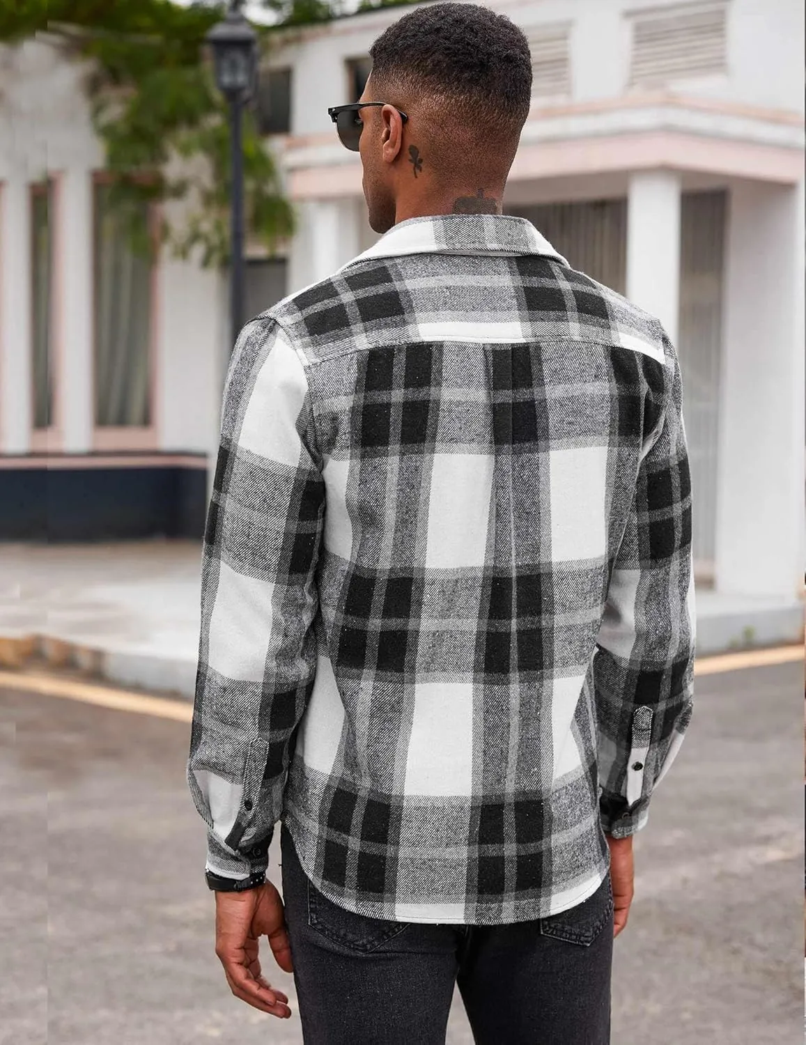 COOFANDY Men's Flannel Shirts Long Sleeve Cotton Plaid Shirt Jacket Casual Button Down Shirt with Pockets