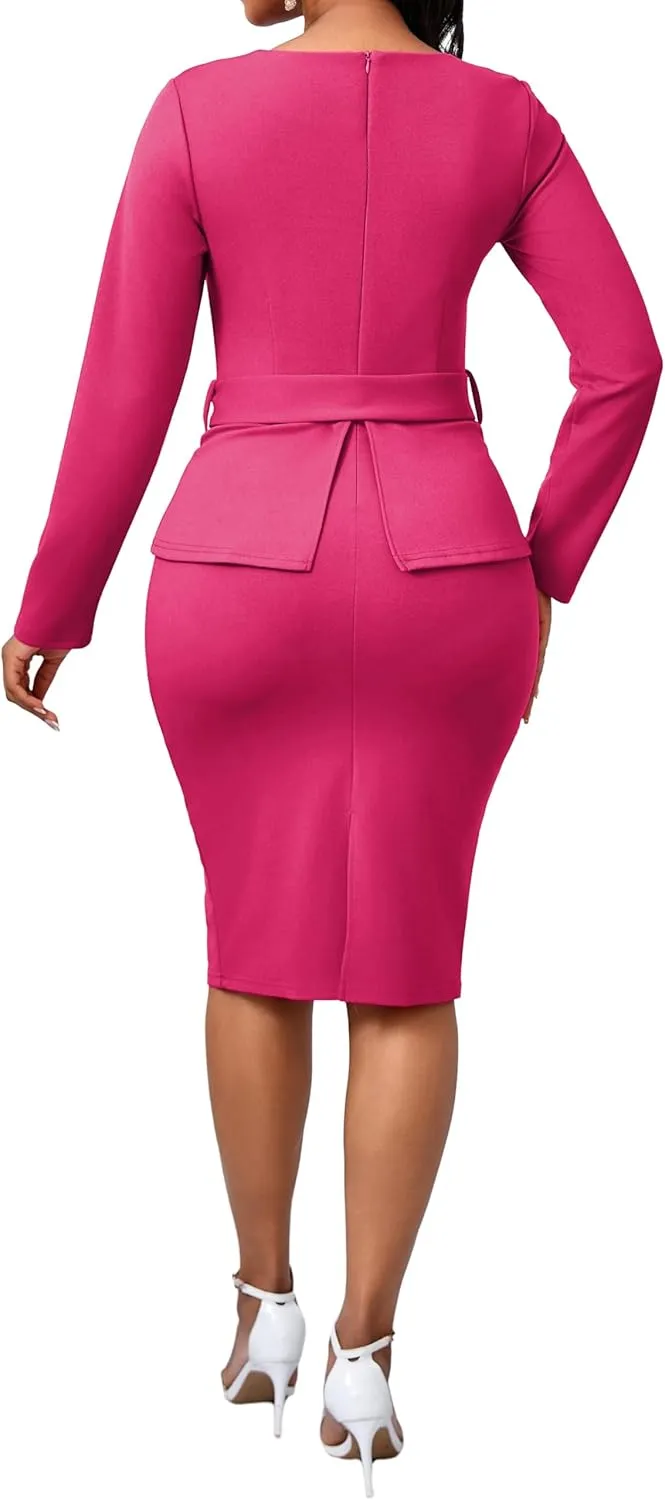 CuteCherry Women Sexy Dress Bodycon Work Dress Elegant Pencil Dress