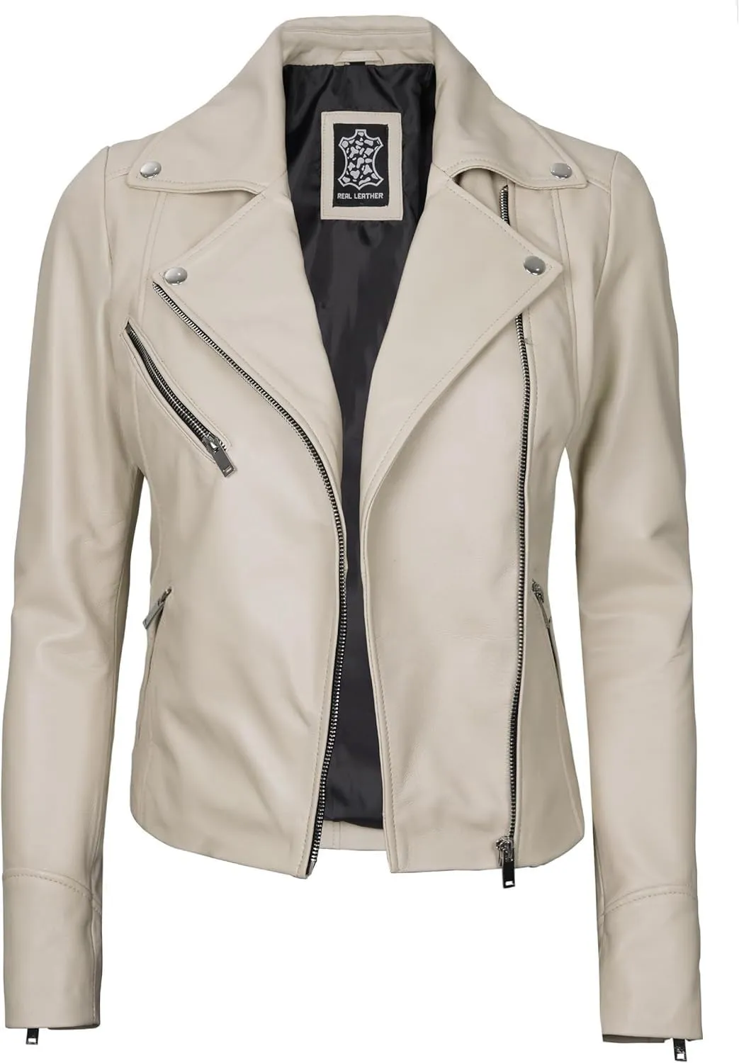 Decrum Asymmetrical Real Leather Jacket Women  Trendy Fashion Lambskin Womens Leather Jacket