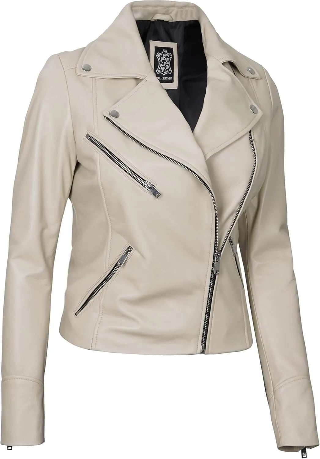 Decrum Asymmetrical Real Leather Jacket Women  Trendy Fashion Lambskin Womens Leather Jacket