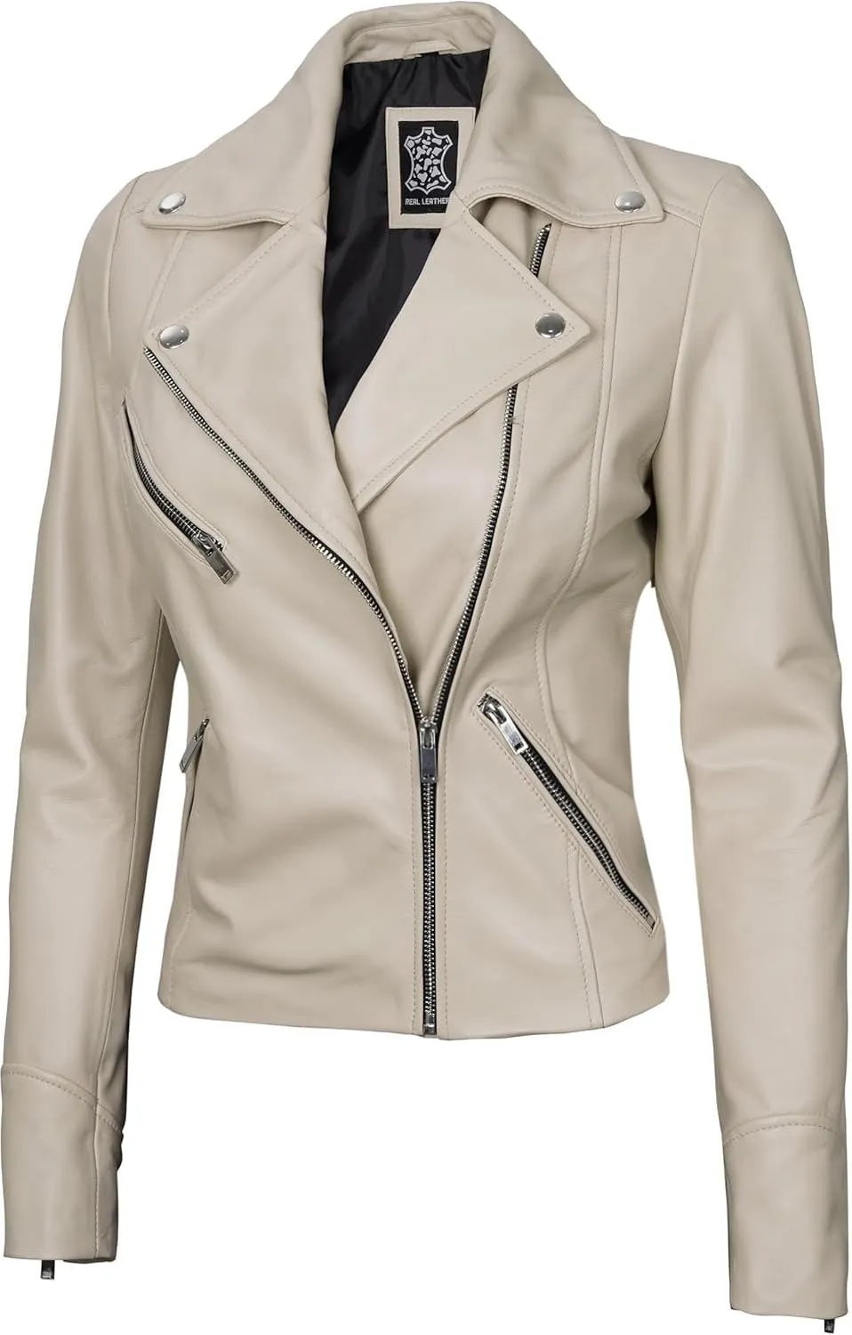 Decrum Asymmetrical Real Leather Jacket Women  Trendy Fashion Lambskin Womens Leather Jacket