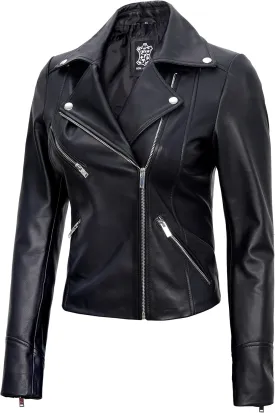 Decrum Asymmetrical Real Leather Jacket Women  Trendy Fashion Lambskin Womens Leather Jacket
