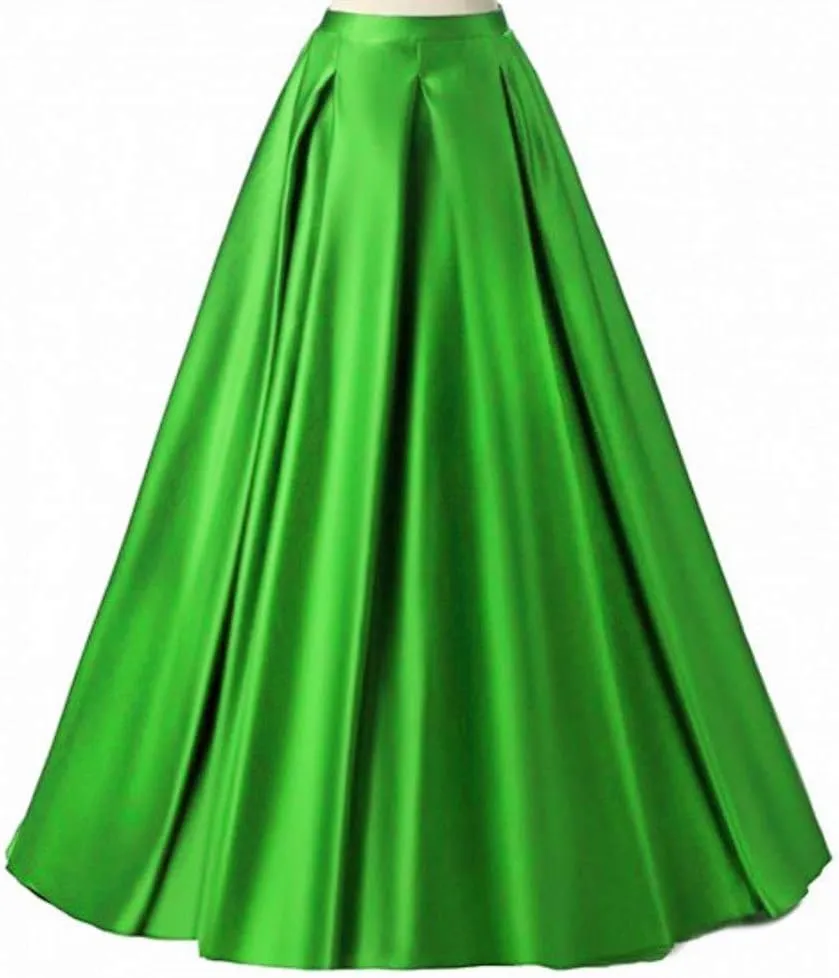 Diydress Women's Long Fashion High Waist A-Line Satin Skirts with Pockets