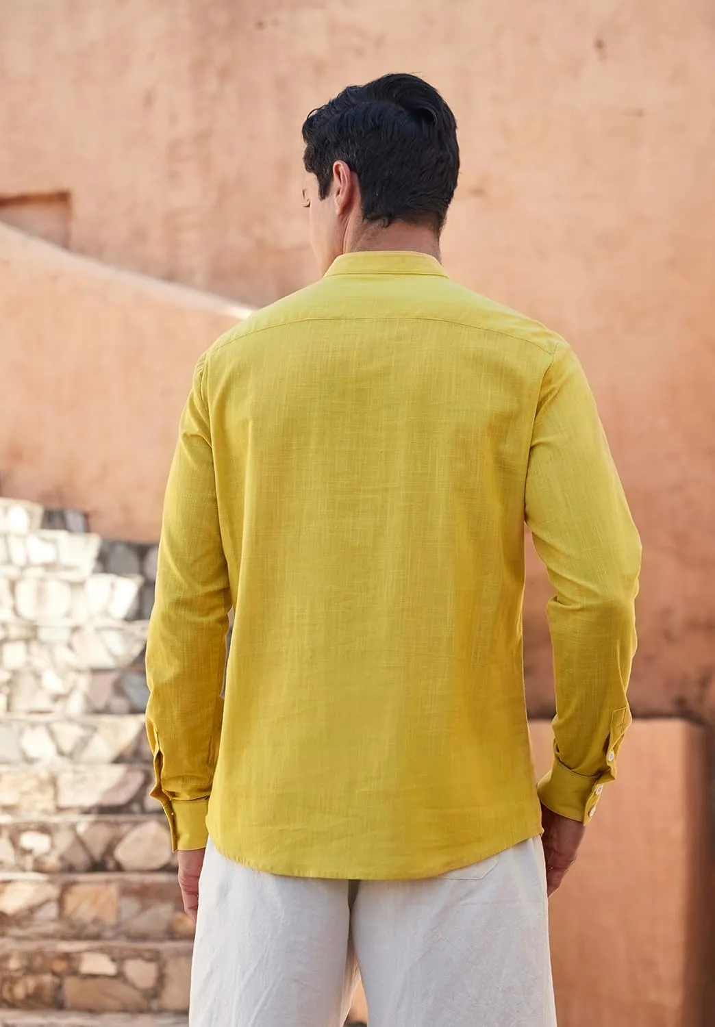 Enlision Mens Cotton Linen Henley Shirts Long Sleeve Casual Shirt Summer Beach Hippie T-Shirt Band Collar Shirt & Pocket