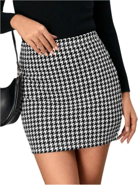 Floerns Women's Plaid High Waist Bodycon Mini Skirt