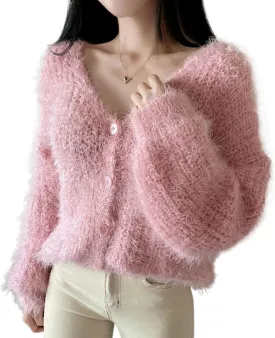 Fuzzy Mohair Cropped Cardigan Women Coquette Soft Warm Cardigan Trendy Fall Open Front Cardigan Sweaters Fuzzy Mohair Cropped Cardigan Women Coquette Soft Warm Cardigan Trendy Fall Open Front Cardigan Sweaters