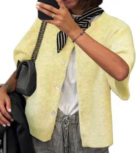 ICNGLKSND Women's Short Sleeve Cardigan Button Down Open Front Crewneck Sweaters Knit Solid Crop Tops ICNGLKSND Women's Short Sleeve Cardigan Button Down Open Front Crewneck Sweaters Knit Solid Crop Tops
