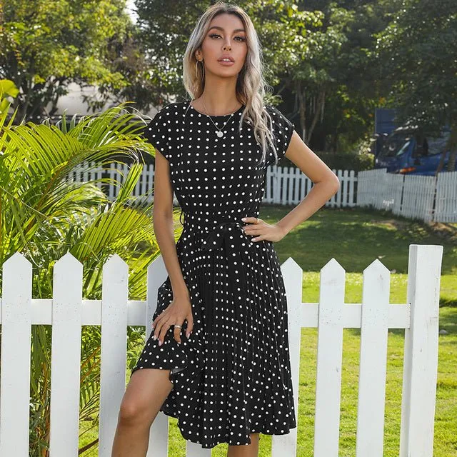 iROSY High Waist Poly-Blend Pleated Dress