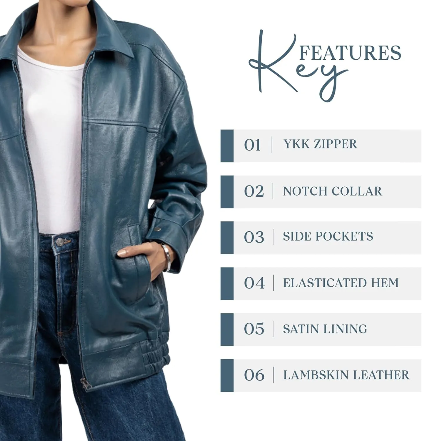 Jild Oversized Leather Jacket Women - Lambskin Leather Fall Jacket for Womens Fashion Plus Size Outfits