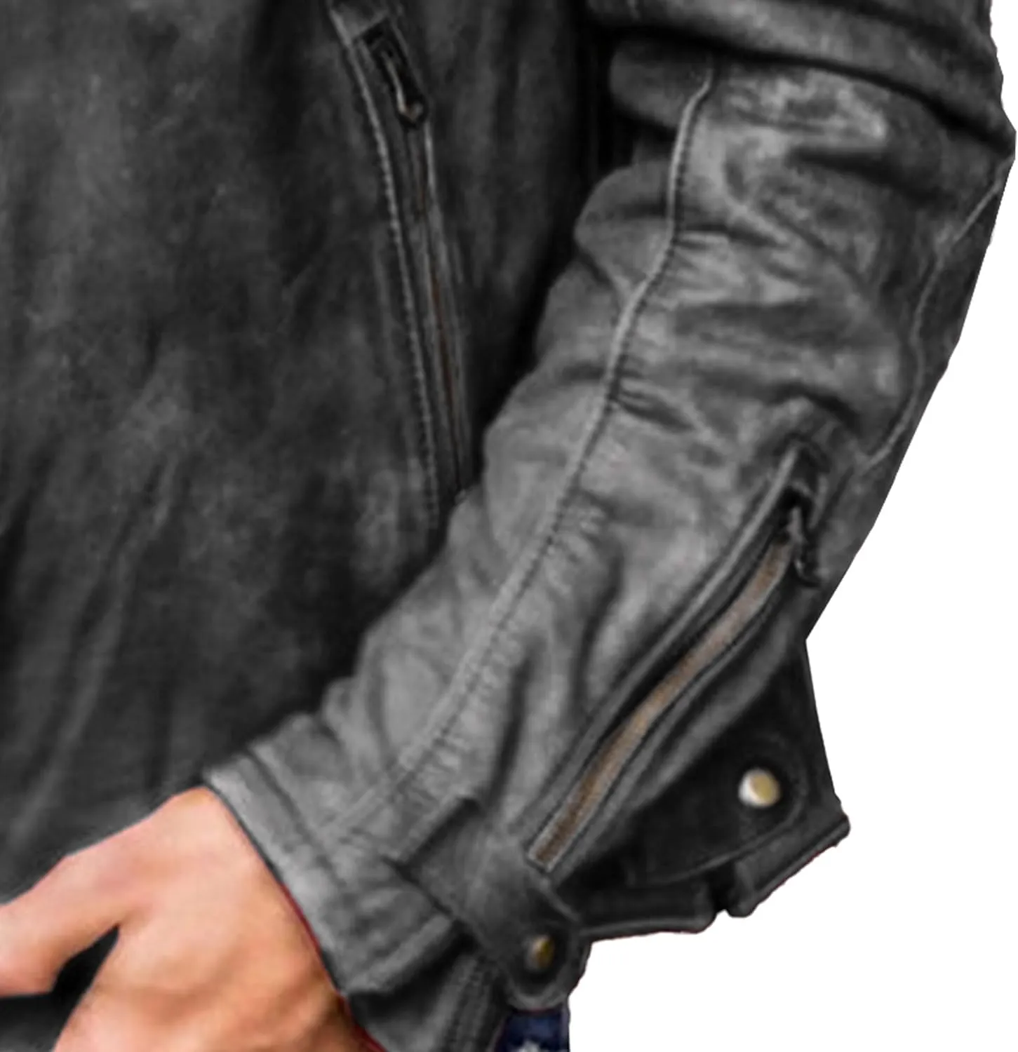 Maiyifu-GJ Men's Motorcycle Zip-Up Leather Jacket Lightweight Faux Leather Jacket Slim Fit Zipper Biker Coat Windbreaker
