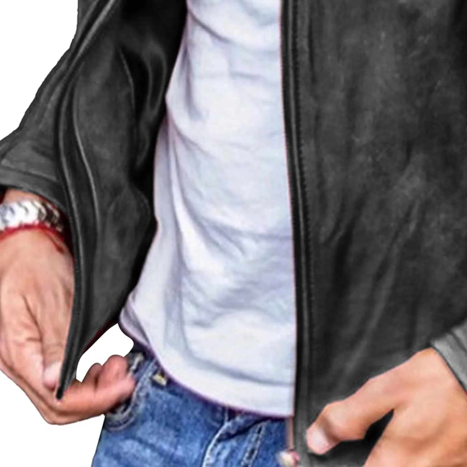 Maiyifu-GJ Men's Motorcycle Zip-Up Leather Jacket Lightweight Faux Leather Jacket Slim Fit Zipper Biker Coat Windbreaker