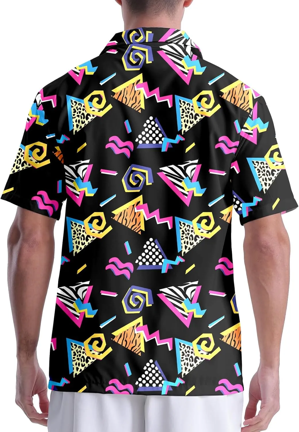Men's Hawaiian Shirt Cuban Collar Casual Button Down Short Sleeve Printed Shirt