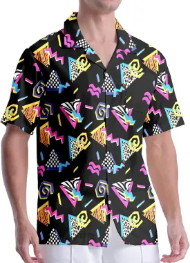 Men's Hawaiian Shirt Cuban Collar Casual Button Down Short Sleeve Printed Shirt