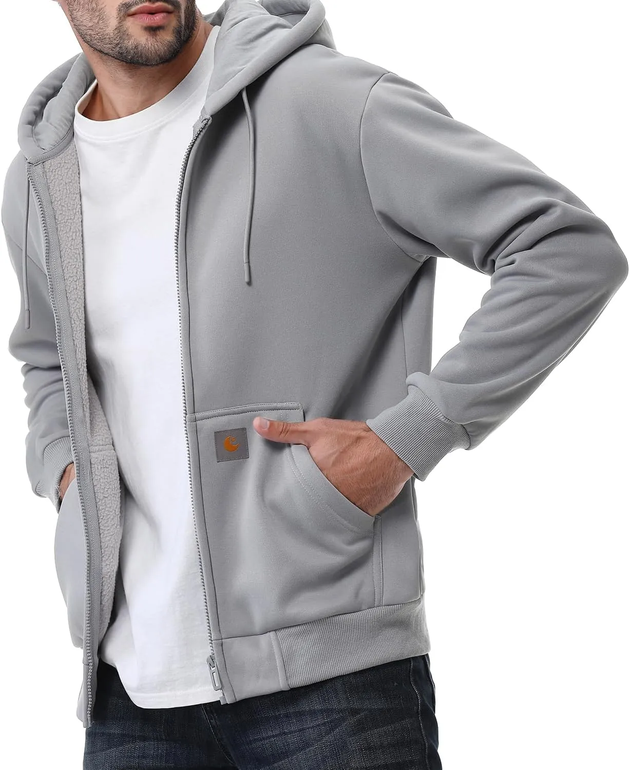 Men's Loose Fit Heavyweight Full Zip Fleece-Lined Hoodie Sweatshir