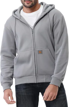 Men's Loose Fit Heavyweight Full Zip Fleece-Lined Hoodie Sweatshir