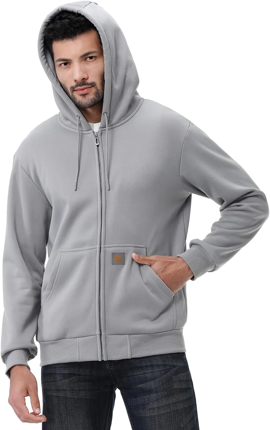 Men's Loose Fit Heavyweight Full Zip Fleece-Lined Hoodie Sweatshir