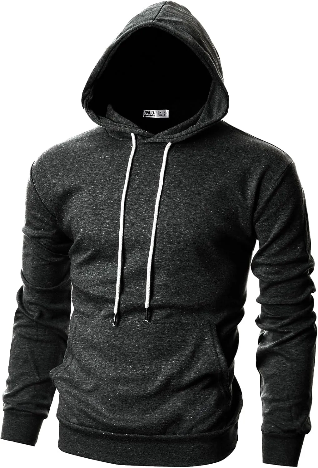 Ohoo Mens Slim Fit Basic Pullover Hoodies Sweatshirt Lightweight Long Sleeve with Kanga Pocket