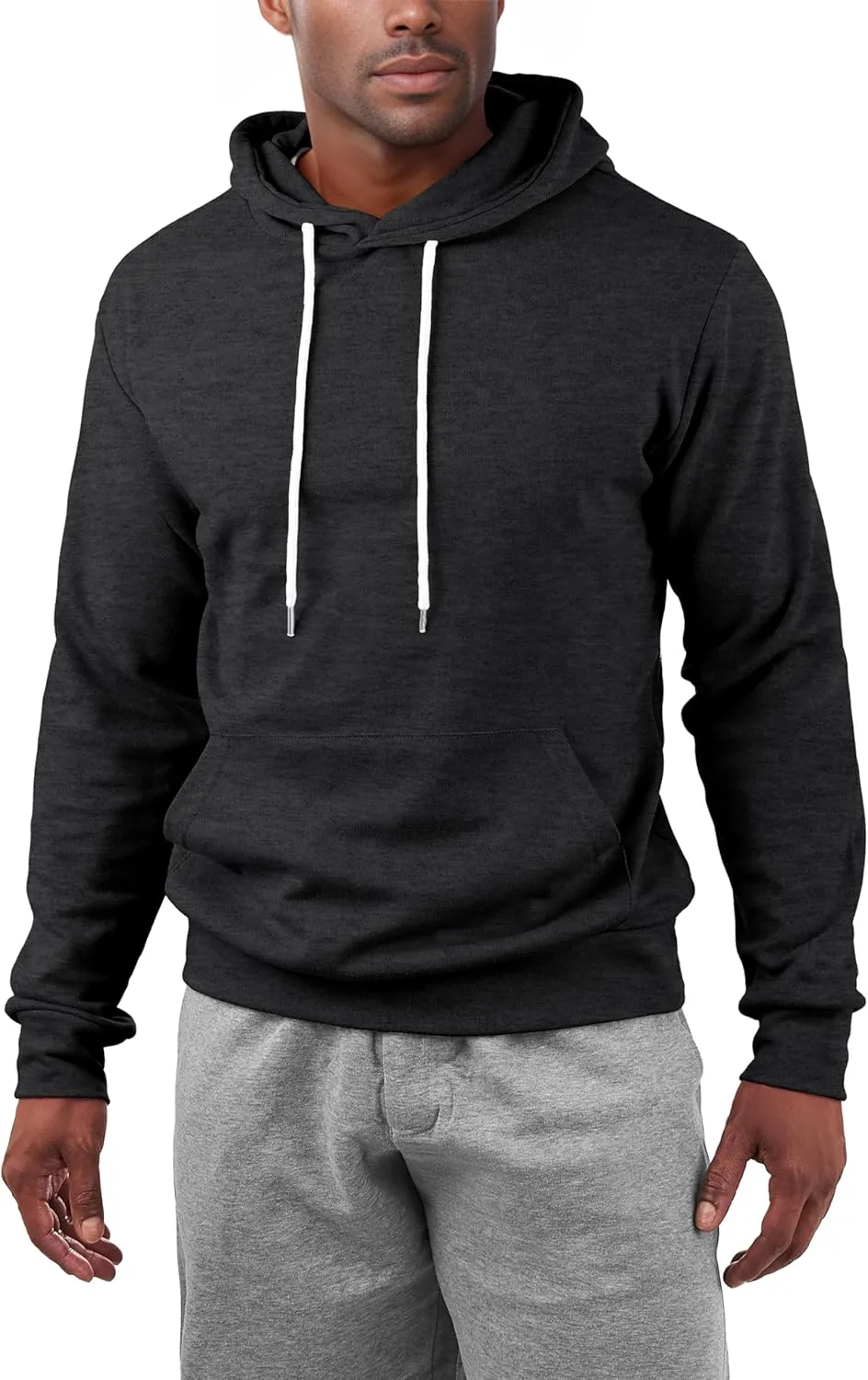 Ohoo Mens Slim Fit Basic Pullover Hoodies Sweatshirt Lightweight Long Sleeve with Kanga Pocket