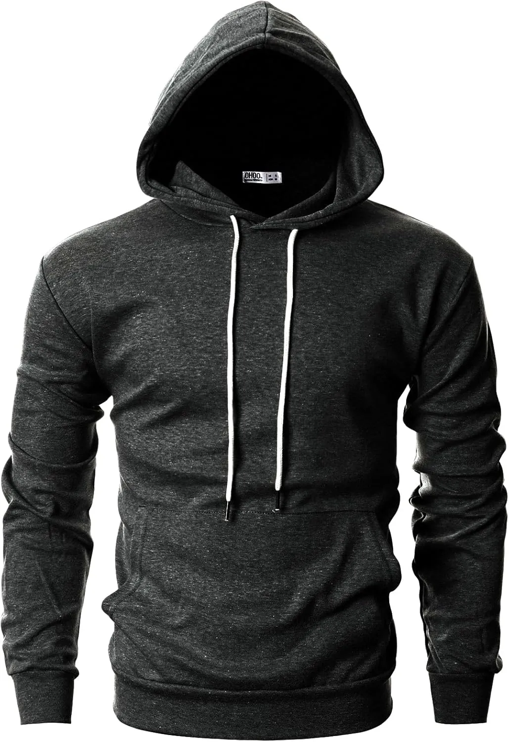 Ohoo Mens Slim Fit Basic Pullover Hoodies Sweatshirt Lightweight Long Sleeve with Kanga Pocket