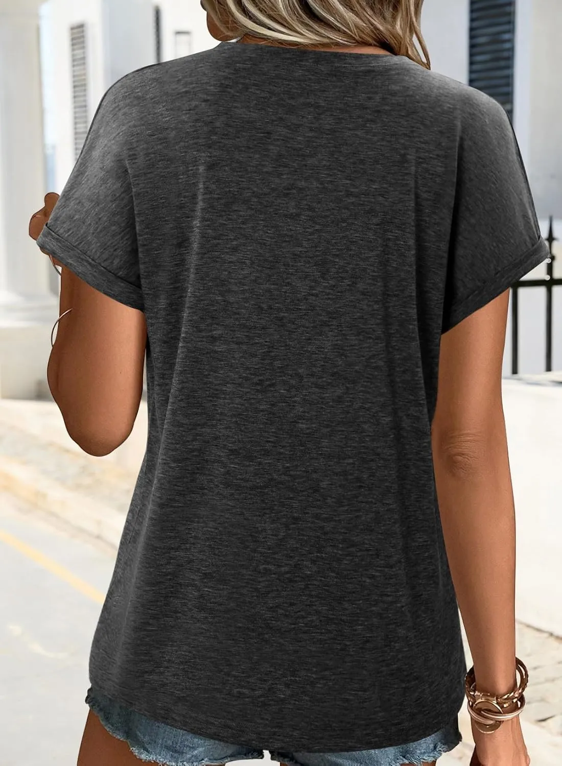 onlypuff Casual Womens Top Short Sleeve Summer Shirts Cute Tee Shirt Loose Tunic Top 2025 Fashion Trendy