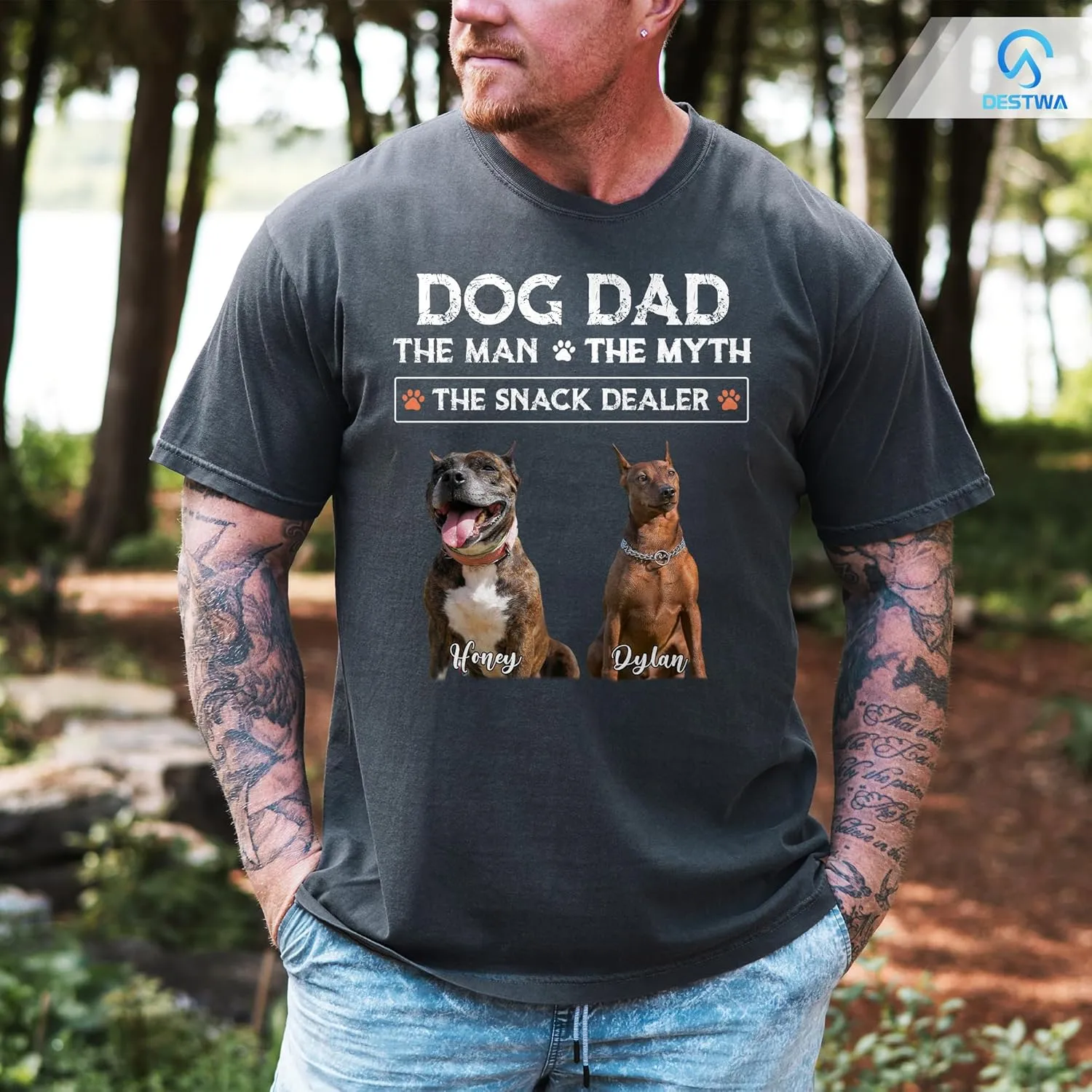 Personalized Dog Dad Shirt for Men, Custom Dog Dad T Shirt with Name Photo, Custom Fathers Day Shirt