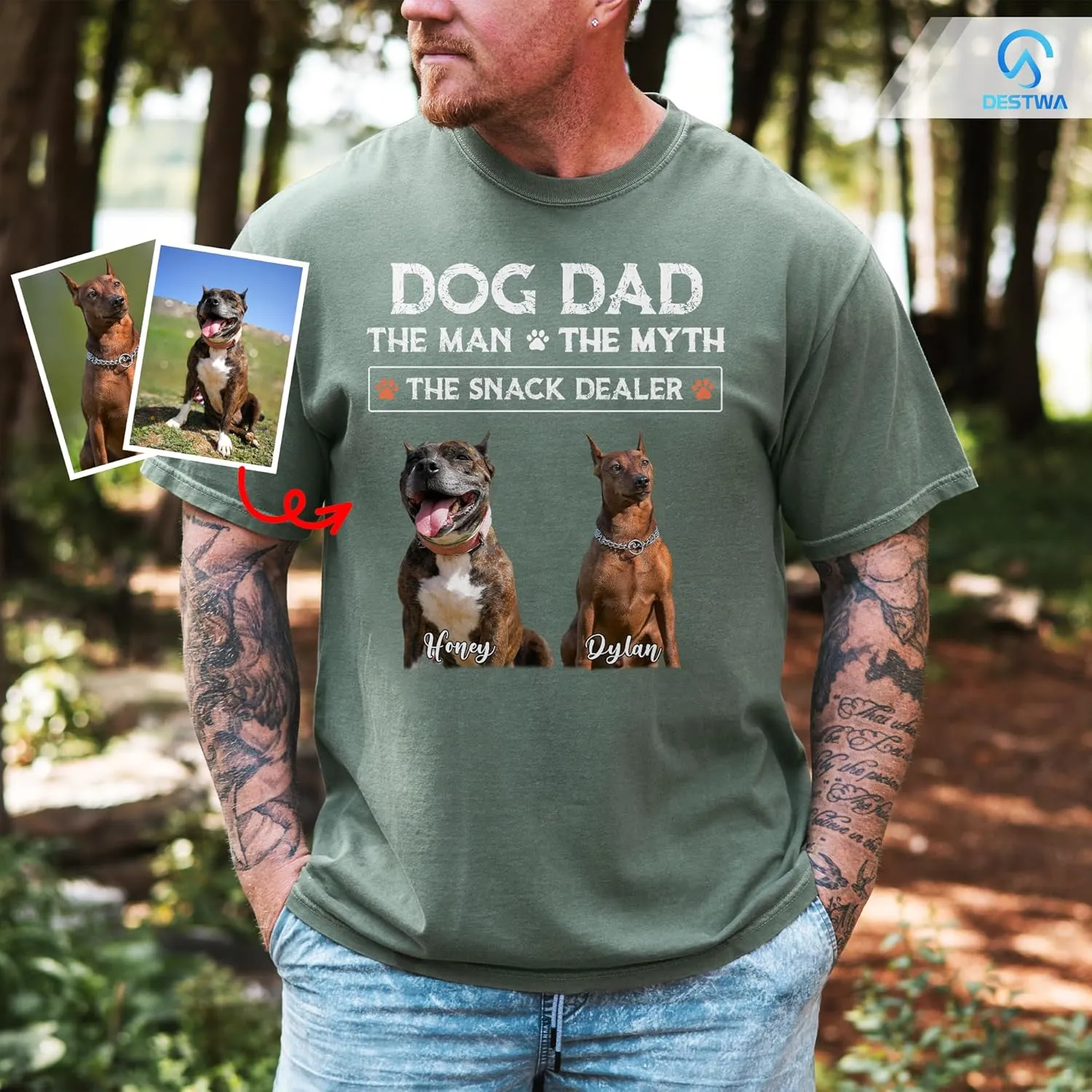 Personalized Dog Dad Shirt for Men, Custom Dog Dad T Shirt with Name Photo, Custom Fathers Day Shirt