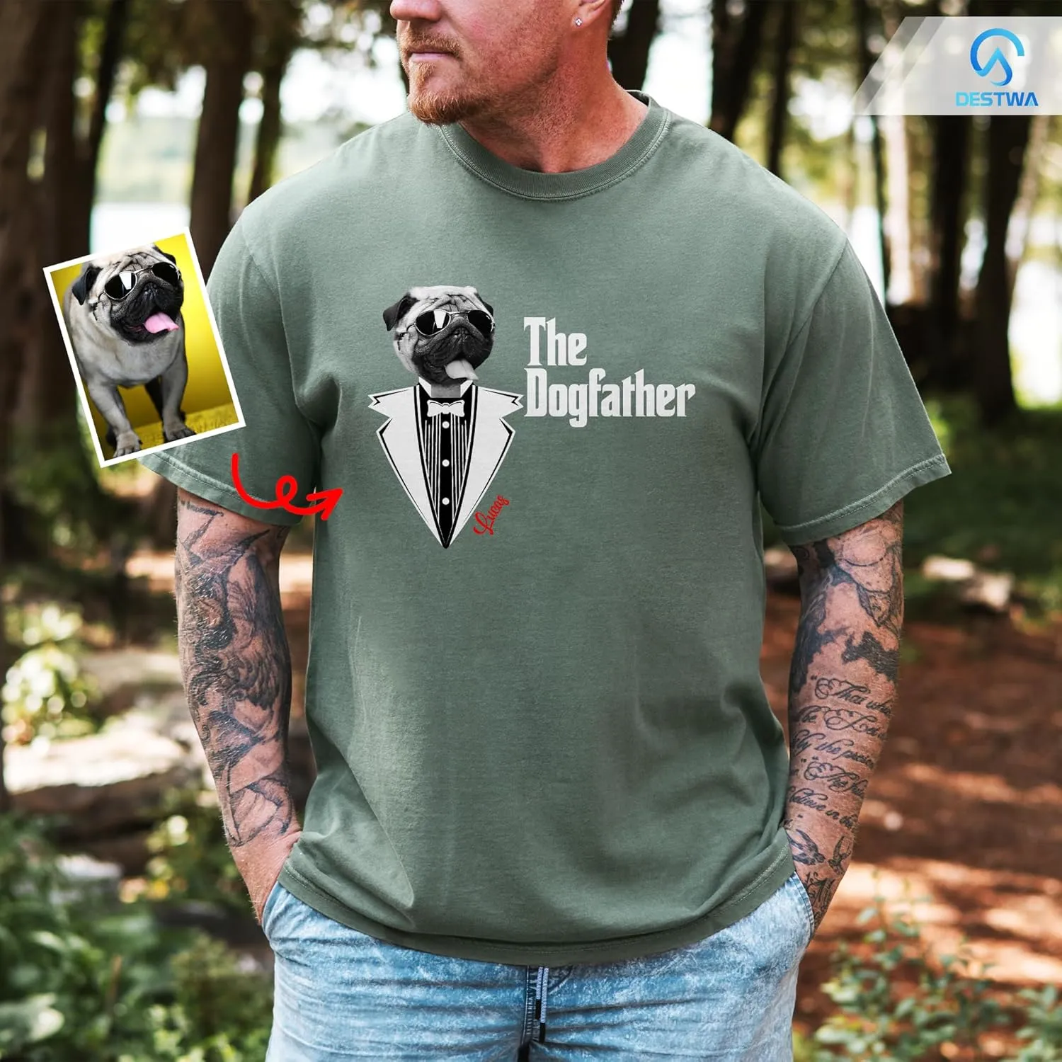 Personalized Dog Dad Shirt for Men, Custom Dog Dad T Shirt with Name Photo, Custom Fathers Day Shirt
