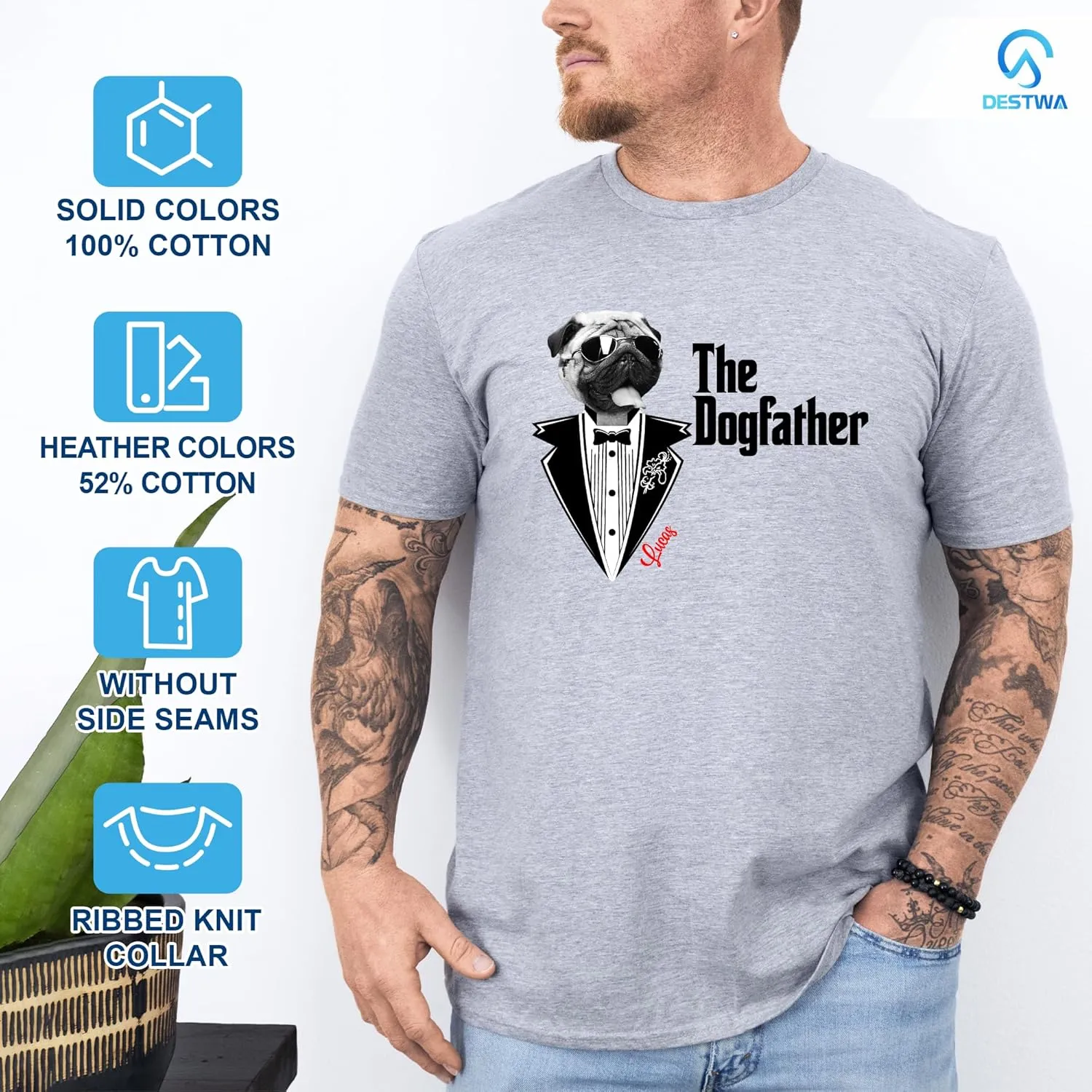 Personalized Dog Dad Shirt for Men, Custom Dog Dad T Shirt with Name Photo, Custom Fathers Day Shirt