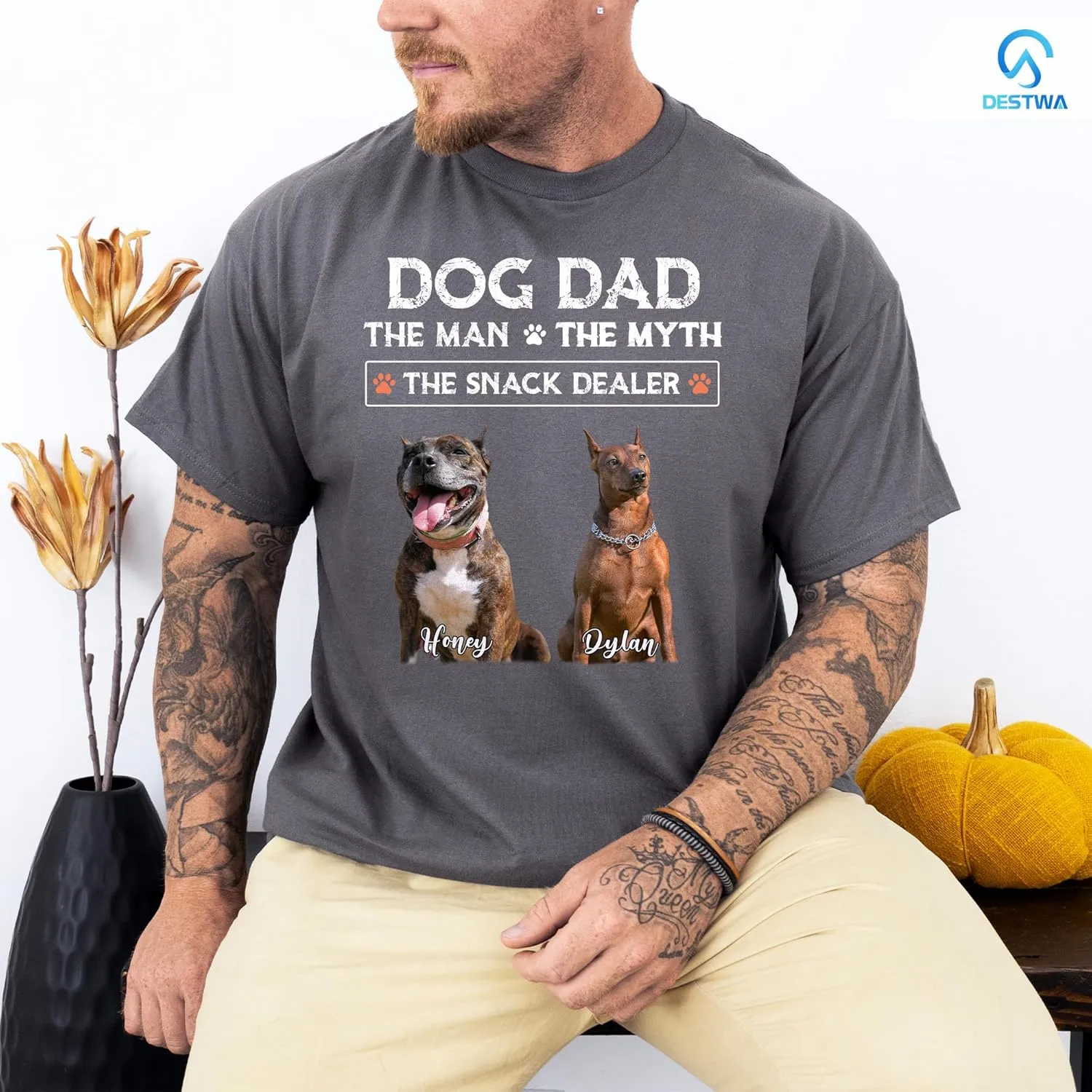 Personalized Dog Dad Shirt for Men, Custom Dog Dad T Shirt with Name Photo, Custom Fathers Day Shirt