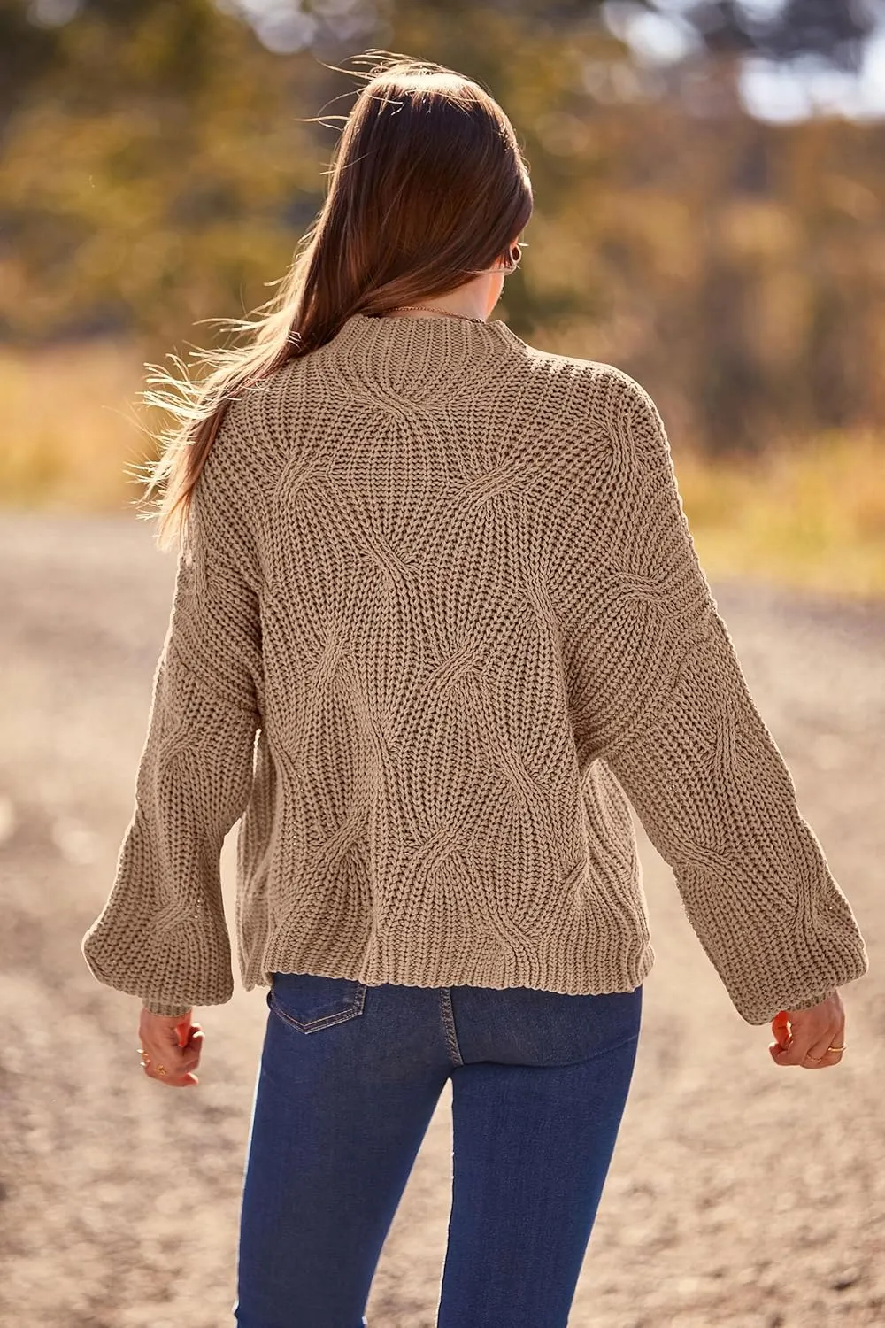 PRETTYGARDEN Women's Fall Oversized Pullover Sweaters Casual Crewneck Long Sleeve Chunky Cable Knit Tops Winter Clothing