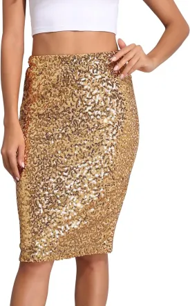 PrettyGuide Women's Sequin Skirt High Waist Sparkle Pencil Skirt Party Cocktail PrettyGuide Women's Sequin Skirt High Waist Sparkle Pencil Skirt Party Cocktail