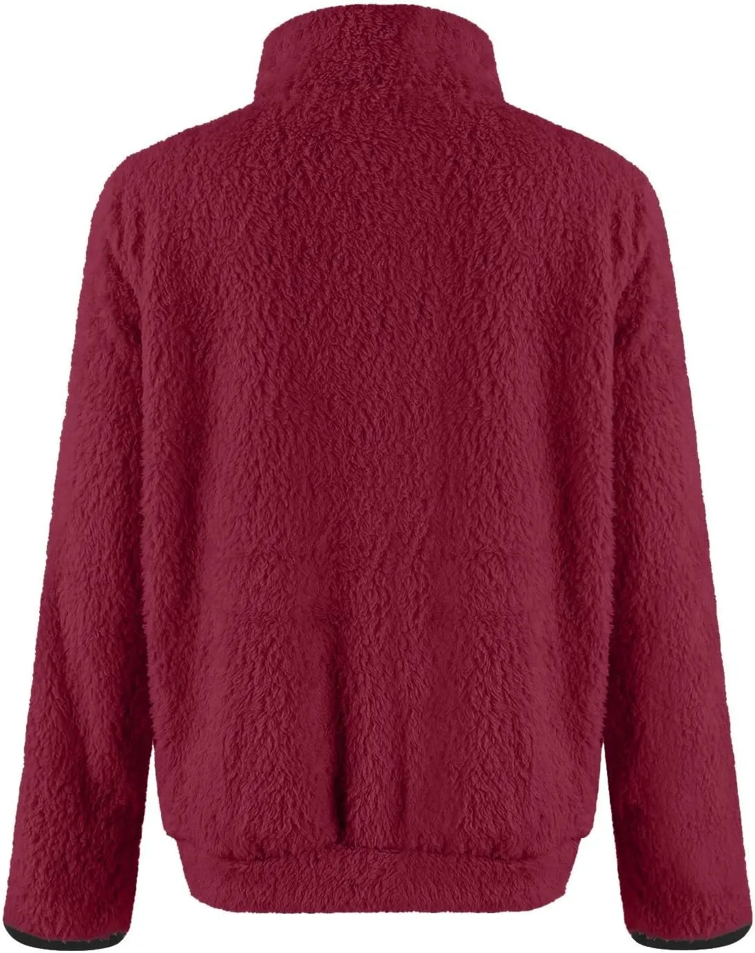 Quarter Zip Pullover Women Sherpa Fleece Hoodie Cropped Half Zip Sweatshirt with Pocket Cozy Soft Fluffy Sweaters