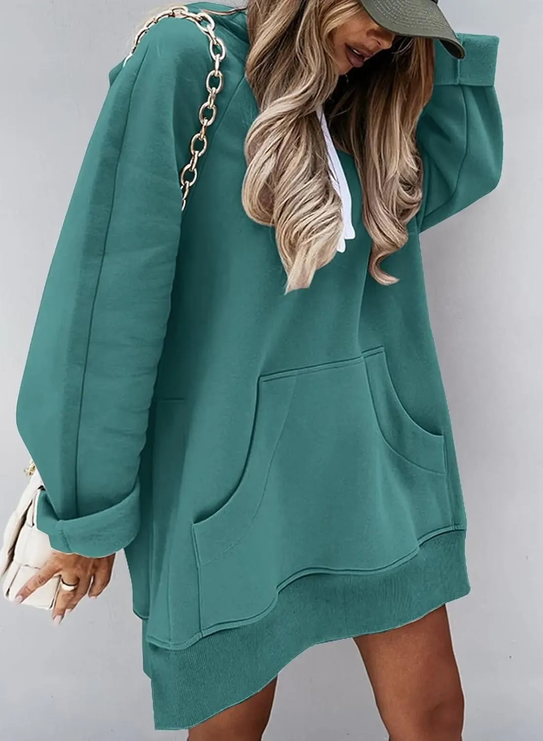 Syellowafter Women Oversized Hoodie Dress Pullover Winter Kangaroo Pocket Sweatshirt Fall Tops Casual Loungewear