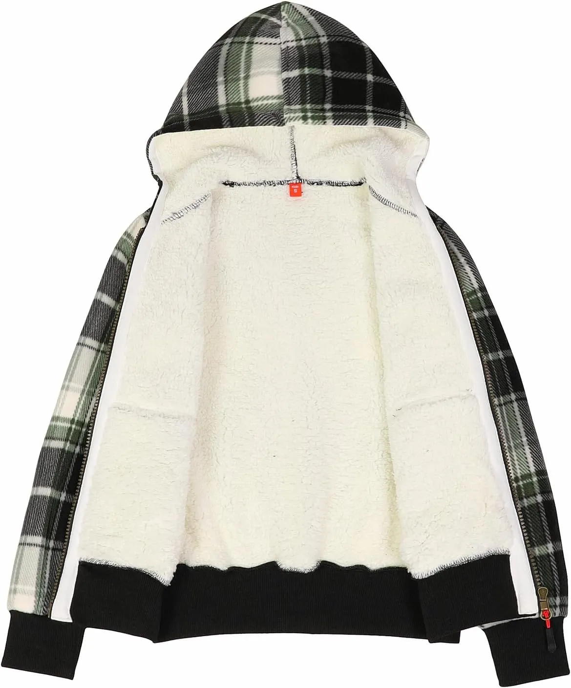 ThCreasa Kids Sherpa Fleece Lined Hoodie Jacket,Zip-Up Hooded Plaid Sweatshirt Jackets