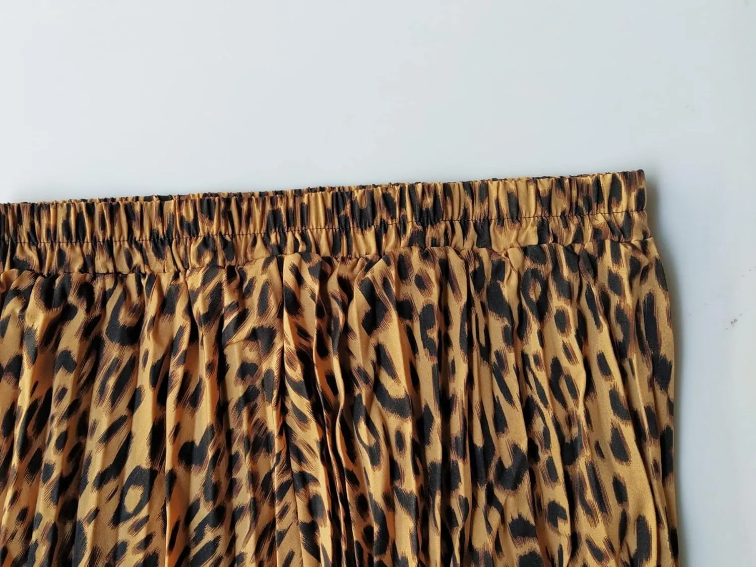 TONCHENGSD Women's Retro Midi High Waist Pleated Skirt Leopard Print Skirt