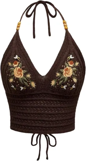 Verdusa Women's Y2k Halter Tops Gothic Clothes Summer Going Out Tops Crochet Cami Tie Boho Knit Top Verdusa Women's Y2k Halter Tops Gothic Clothes Summer Going Out Tops Crochet Cami Tie Boho Knit Top