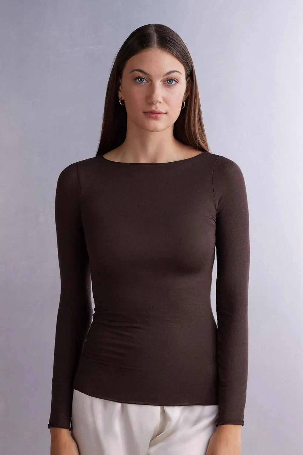 Woman's Boat Neck Modal Cashmere Ultralight Top