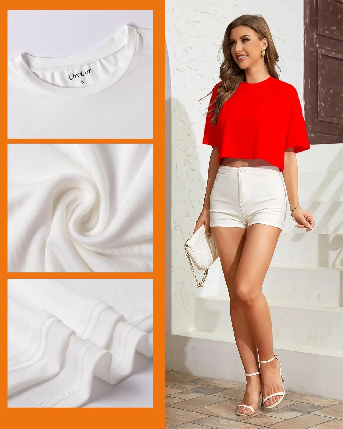 Women Cropped Tees Loose Fit Half Drop Shoulder Short Sleeve Tops Round Neck Basic Casual Shirts for Summer 2025