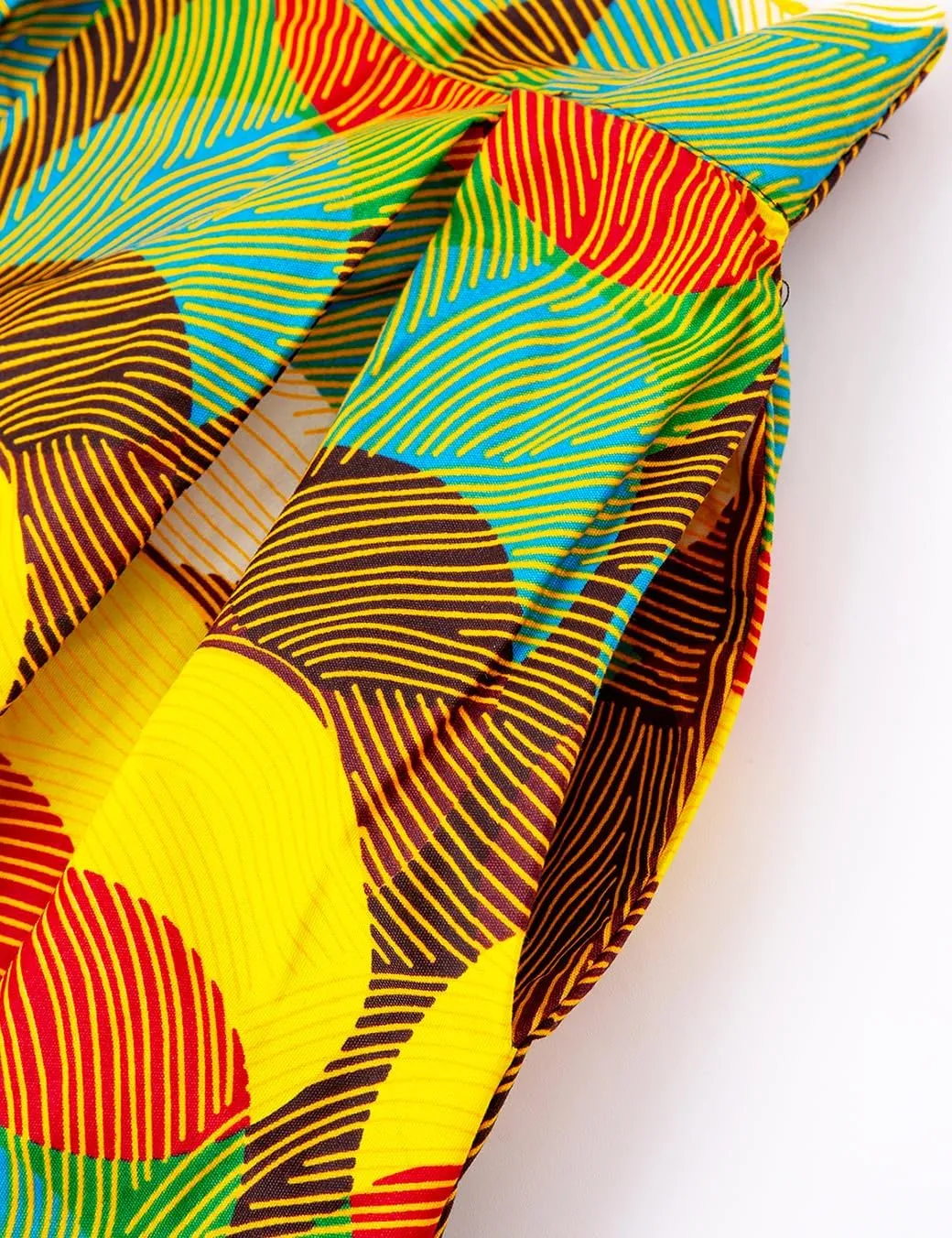 Women's Afriacn High Waist Vintage Skirt Ankara Pleated Midi Skirt with Pockets