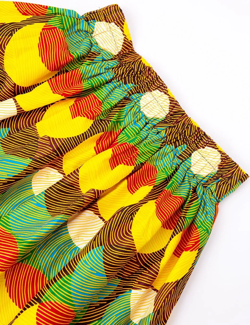 Women's Afriacn High Waist Vintage Skirt Ankara Pleated Midi Skirt with Pockets